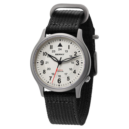 BERNY Titanium Watches for Men Japanese Sweep Second Quartz Movement Mens Field Wrist Watch 5ATM Waterproof Military Wristwatch for Men and Women Luminous Unisex Analog Sport Watches