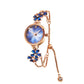 TIME100 Blue Watch for Women Ladies Fashion Dress Bracelet Quartz Wrist Watch Round Dial Brass Strap with Diamonds Waterproof Women Watch (Blue)…