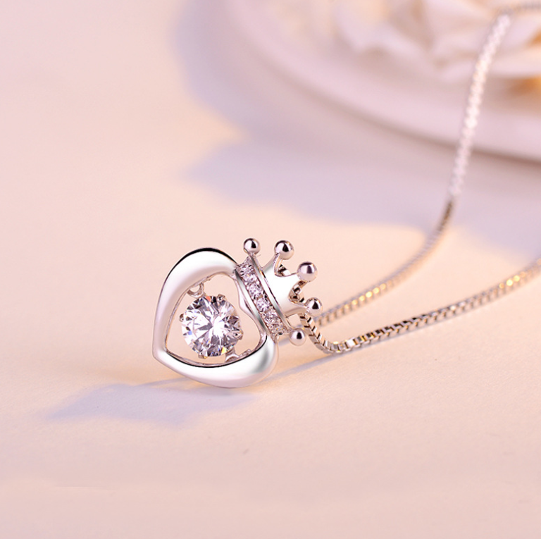 Crown Heart Necklace with Pendant