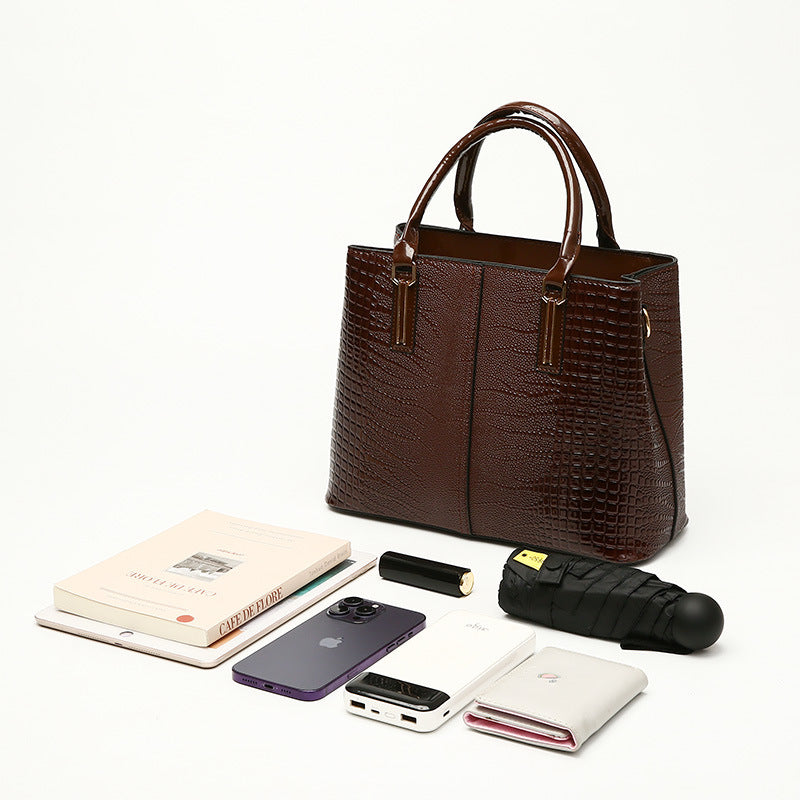 Croc-Text Leather Everyday Crossbody Bag