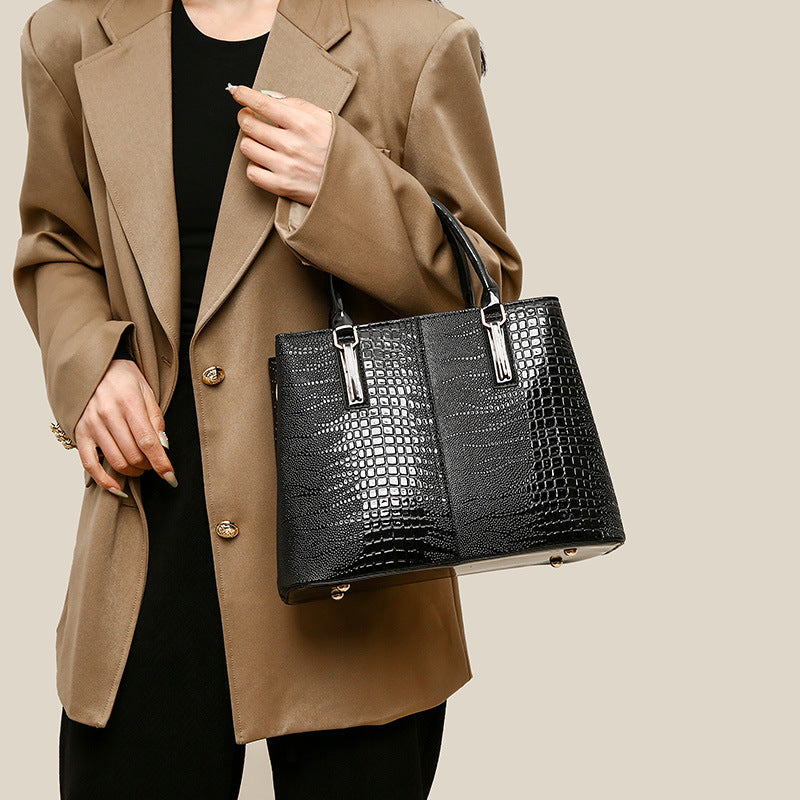 Croc-Text Leather Everyday Crossbody Bag