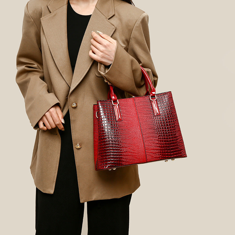 Croc-Text Leather Everyday Crossbody Bag