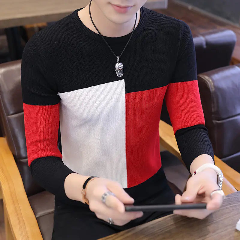 Trendy Plaid Slim-Fit Knitwear for Men